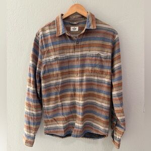 Marine Layer Striped Flannel Shirt Medium Cotton Wool Blend